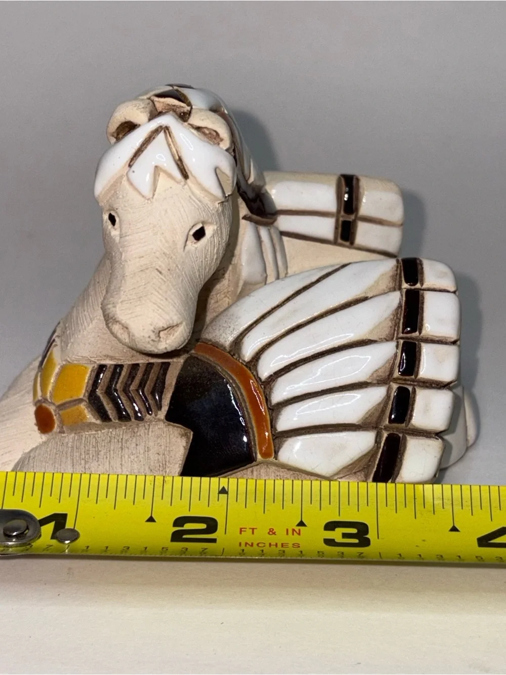 Vintage Artesania Rinconada Pegasus Winged Horse Clay and Tile Figurine Sitting